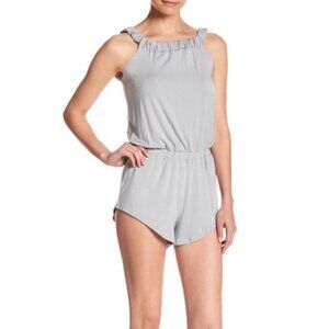Go Couture Ruched Sleeveless Romper Gray NEW